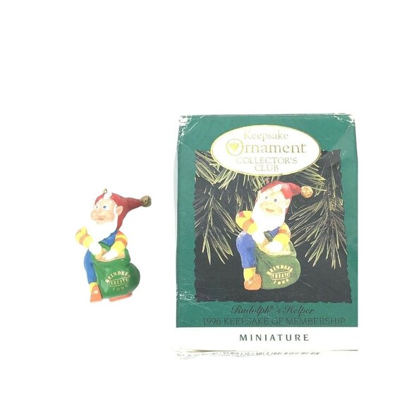 1996 Hallmark Keepsake Ornament Miniature Reindeer Treats Santa Elf Collectors C - Picture 5 of 6